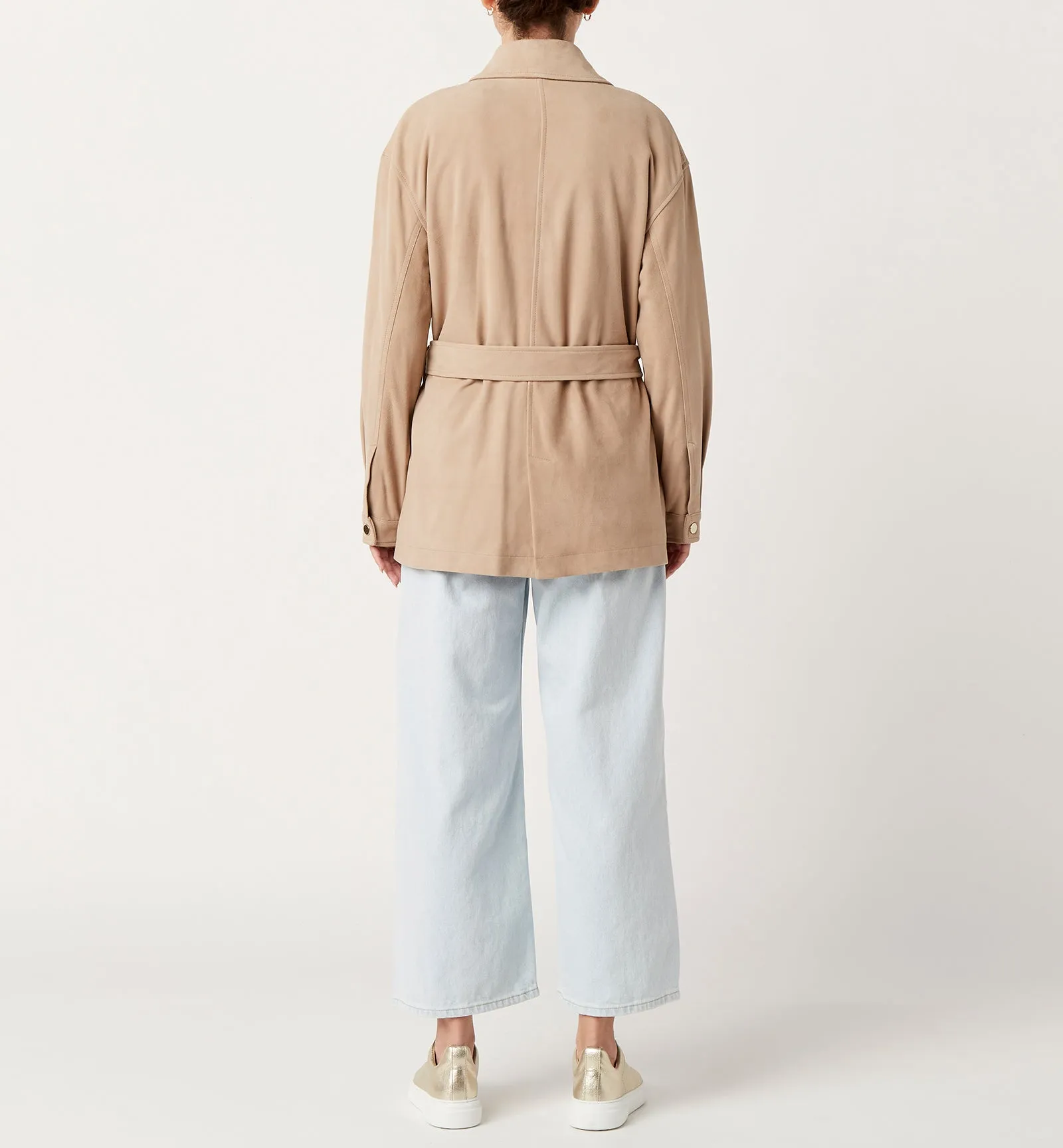 NALINI BELTED SUEDE SHIRT JACKET