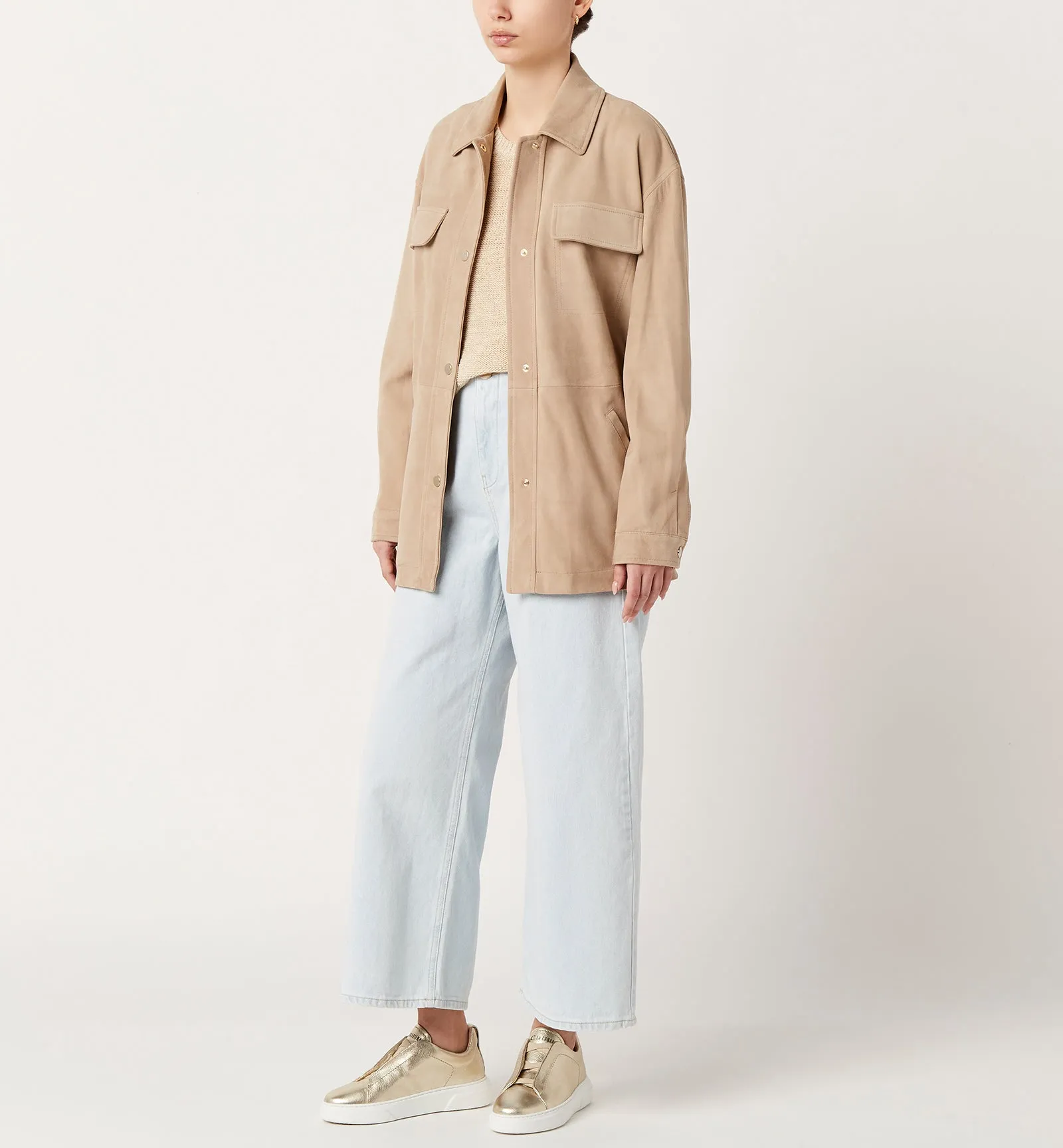 NALINI BELTED SUEDE SHIRT JACKET