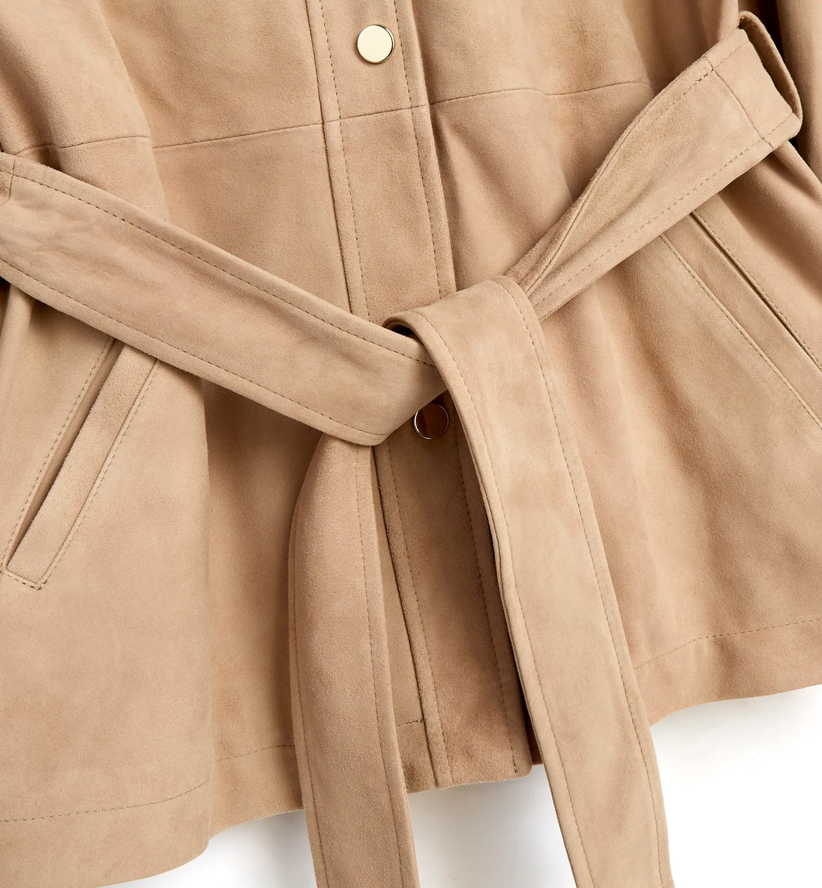 NALINI BELTED SUEDE SHIRT JACKET