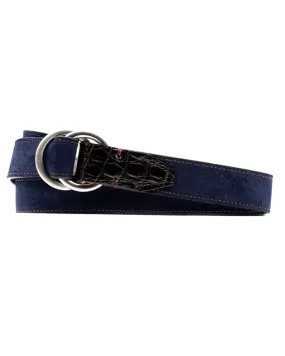 Navy O-Ring Harrison Suede Belt