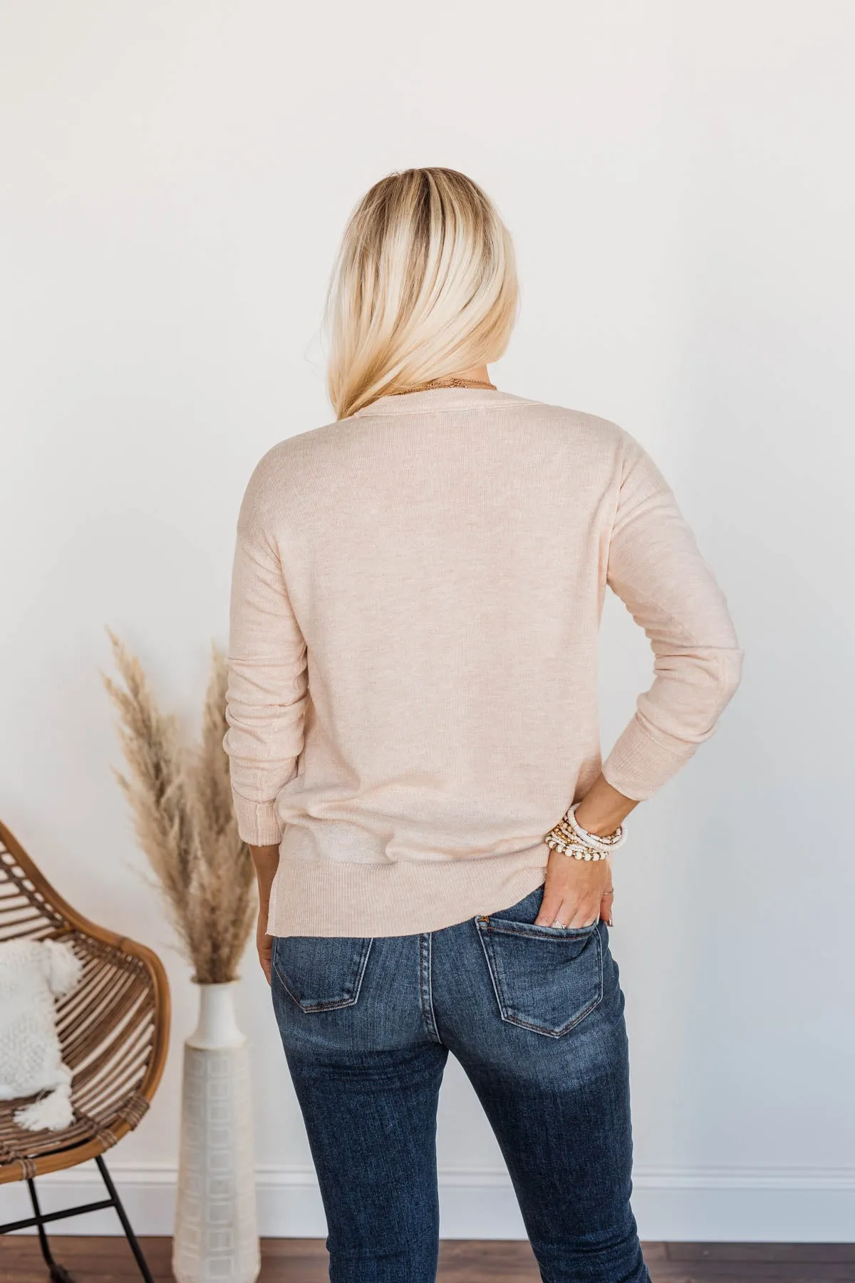 No Worries Here Knit Sweater- Oatmeal