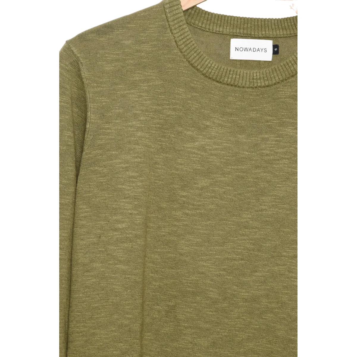 Nowadays Linen Crew Sweater torf moss