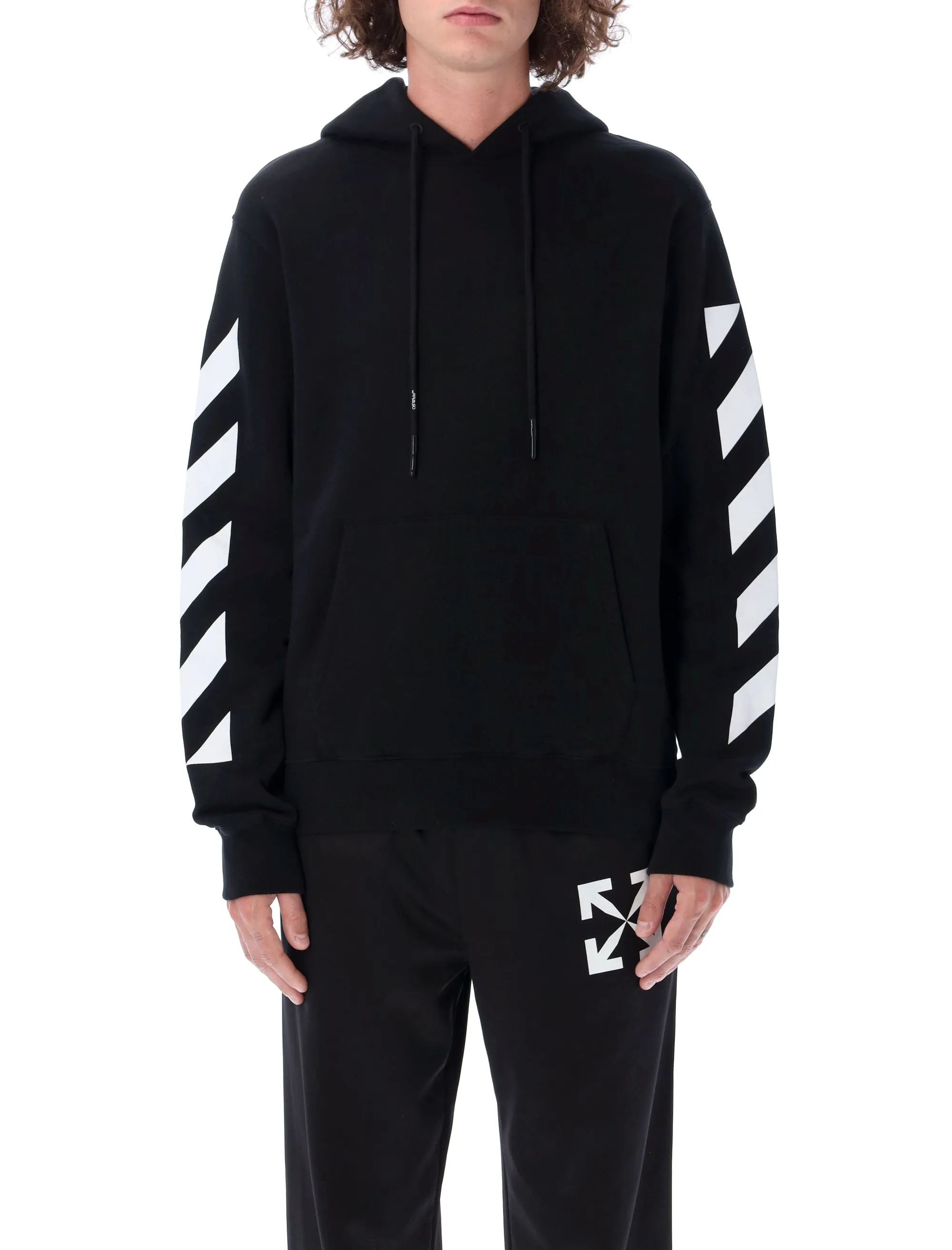 Off-White Diagonal Printed Drawstring Hoodie