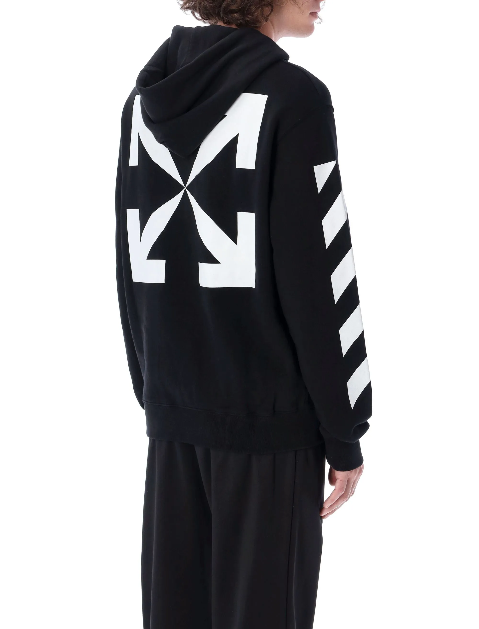 Off-White Diagonal Printed Drawstring Hoodie