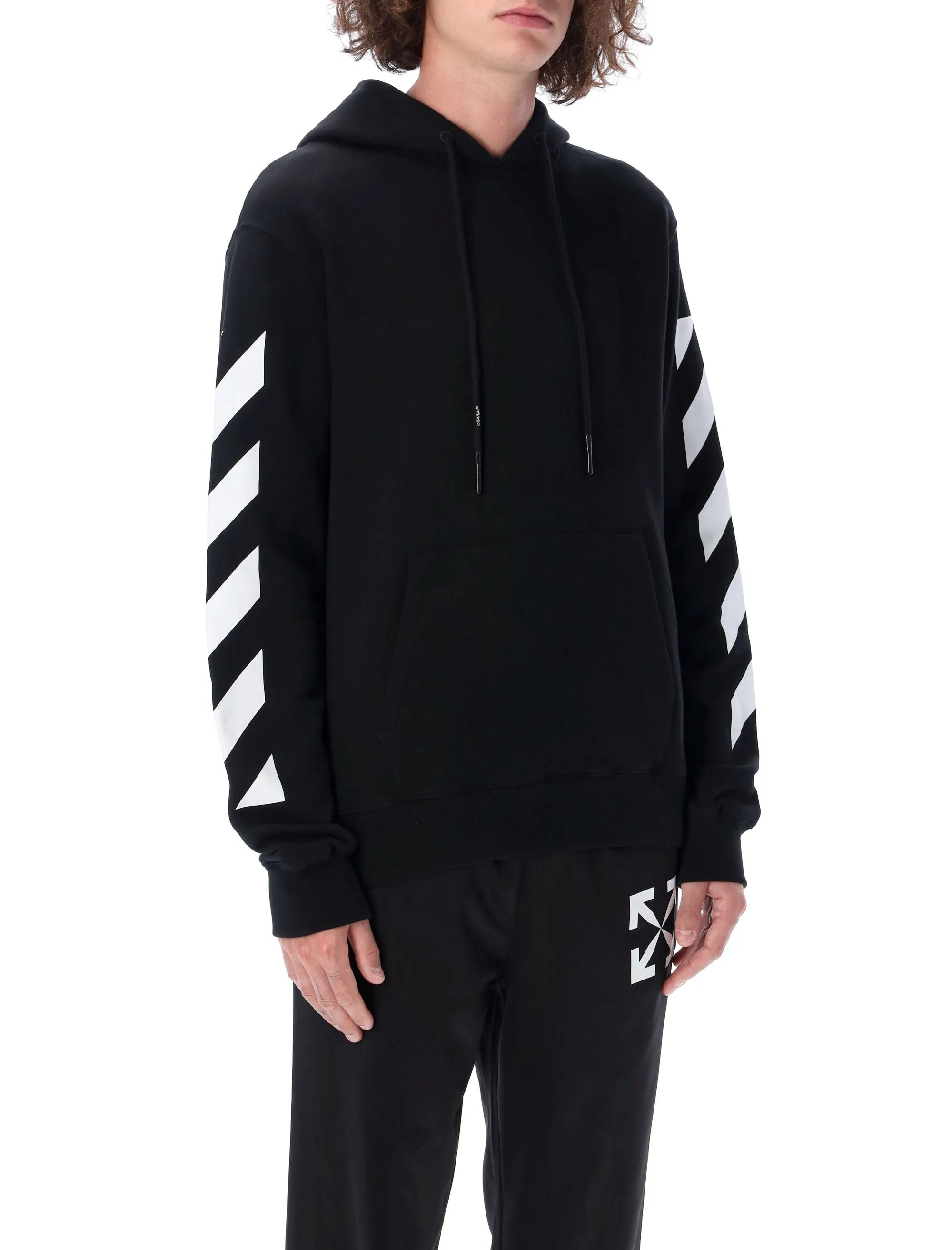 Off-White Diagonal Printed Drawstring Hoodie