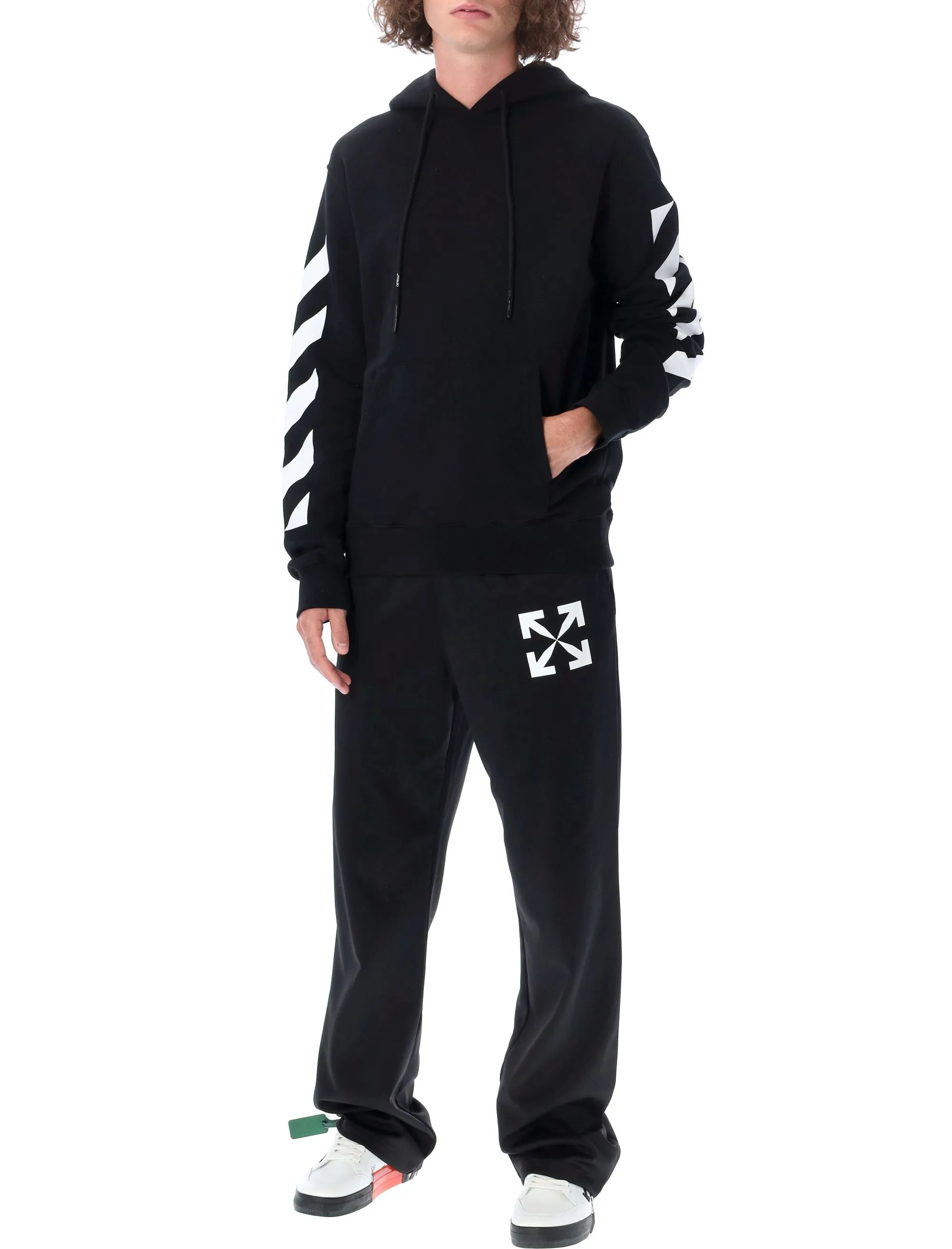 Off-White Diagonal Printed Drawstring Hoodie