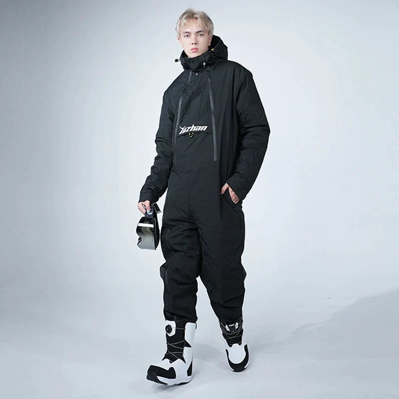 One-Piece Ski Jumpsuit Cold-Proof Men's and Women's Outdoor Waterproof Windproof Snowboarding Suit