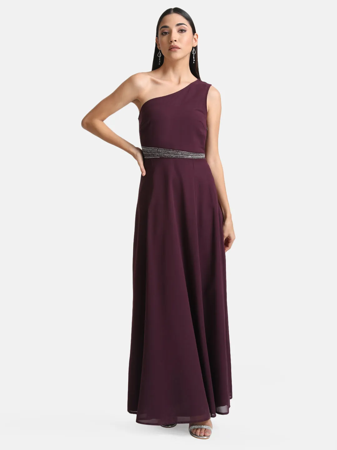 One Shoulder Embellished Maxi Dress