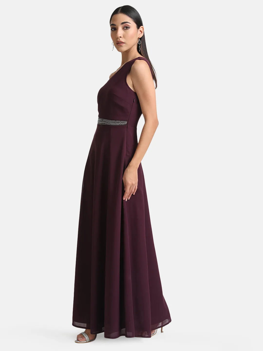 One Shoulder Embellished Maxi Dress