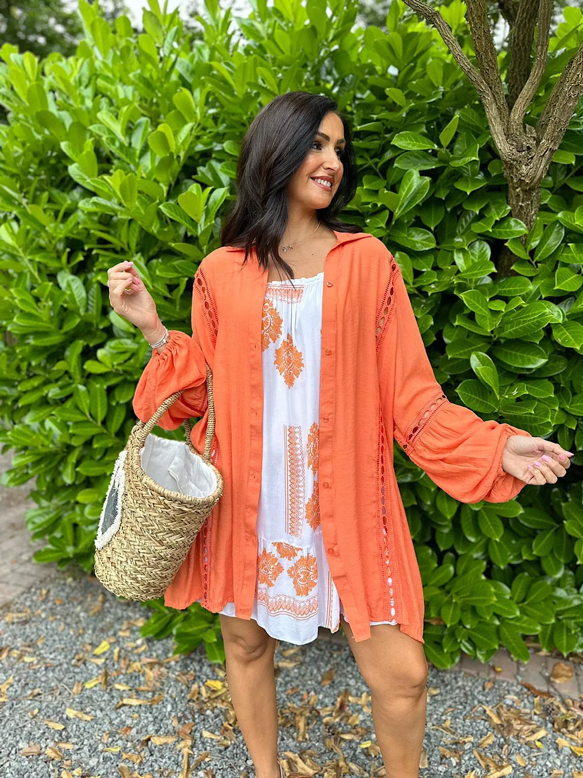 Orange Detailed Lantern Sleeve Blouse Kirsty