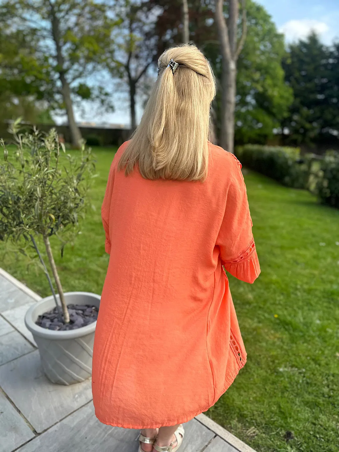 Orange Detailed Lantern Sleeve Blouse Kirsty