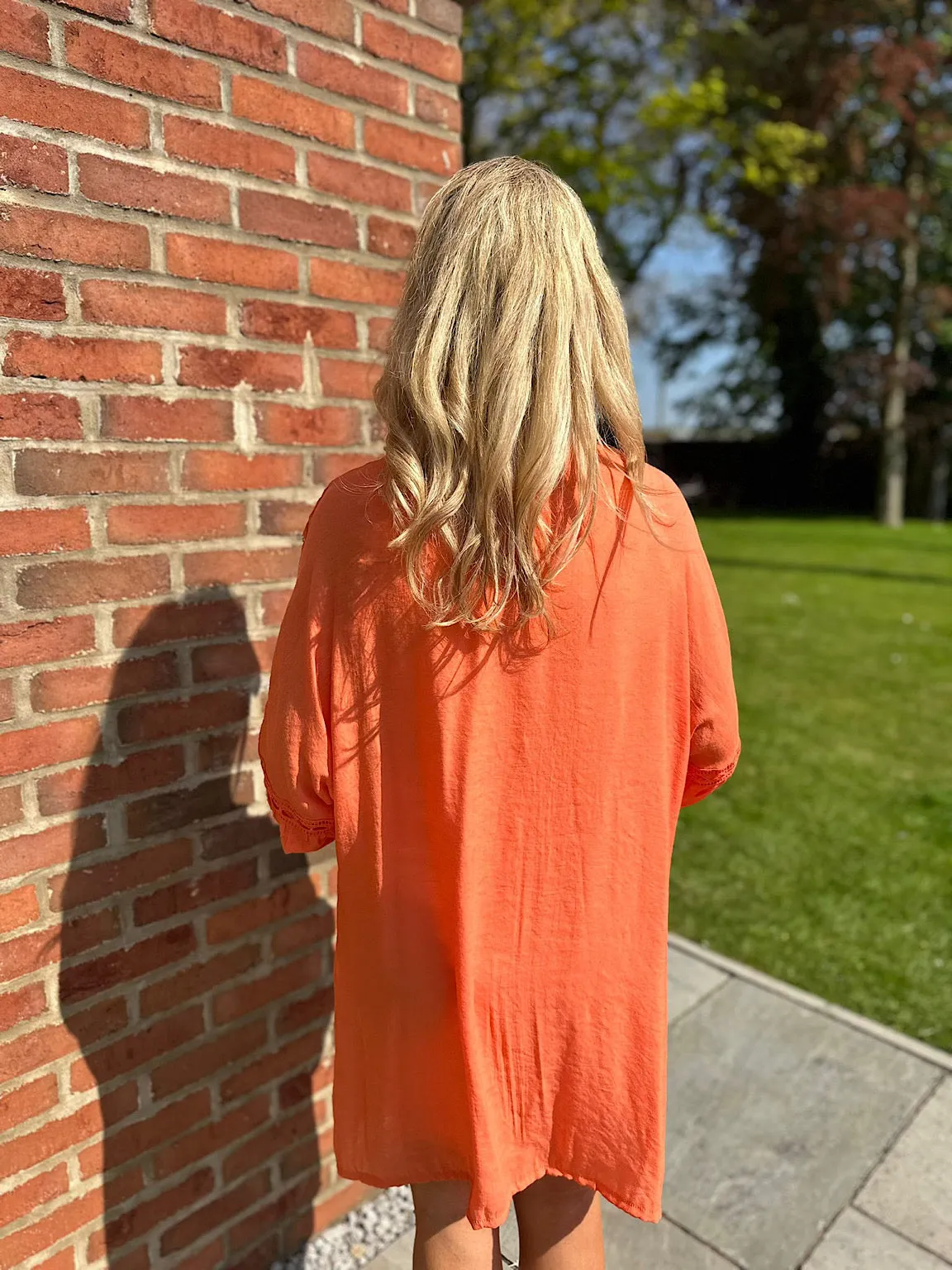 Orange Detailed Lantern Sleeve Blouse Kirsty