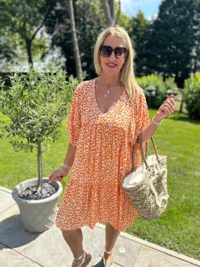 Orange Leopard V Neck Tunic Caitlin