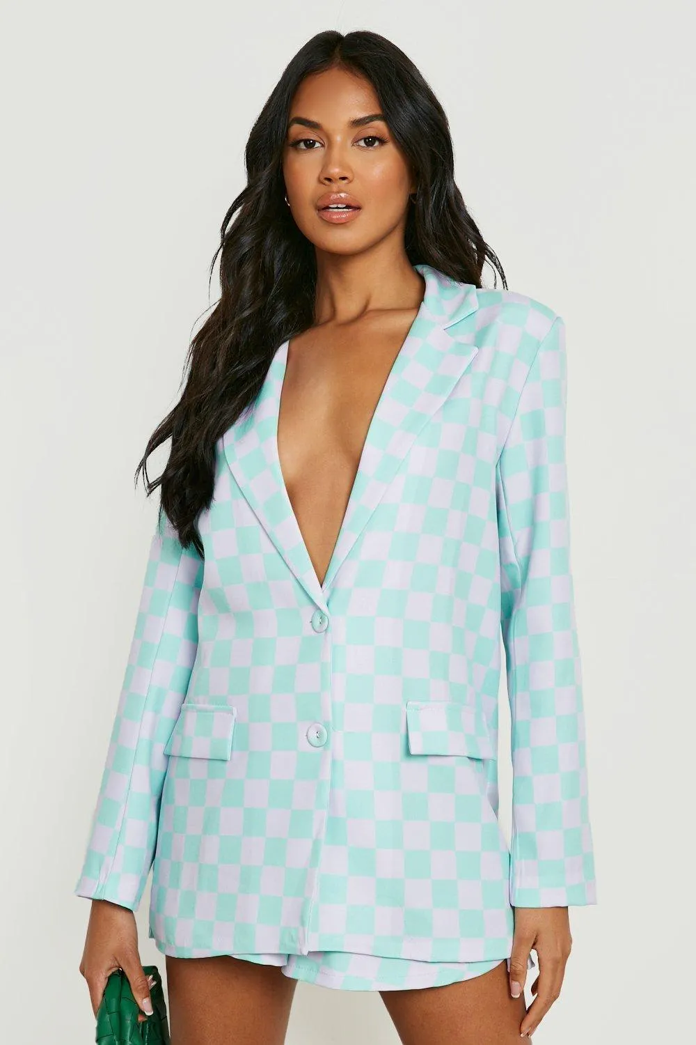 Pastel Gingham Tailored Blazer