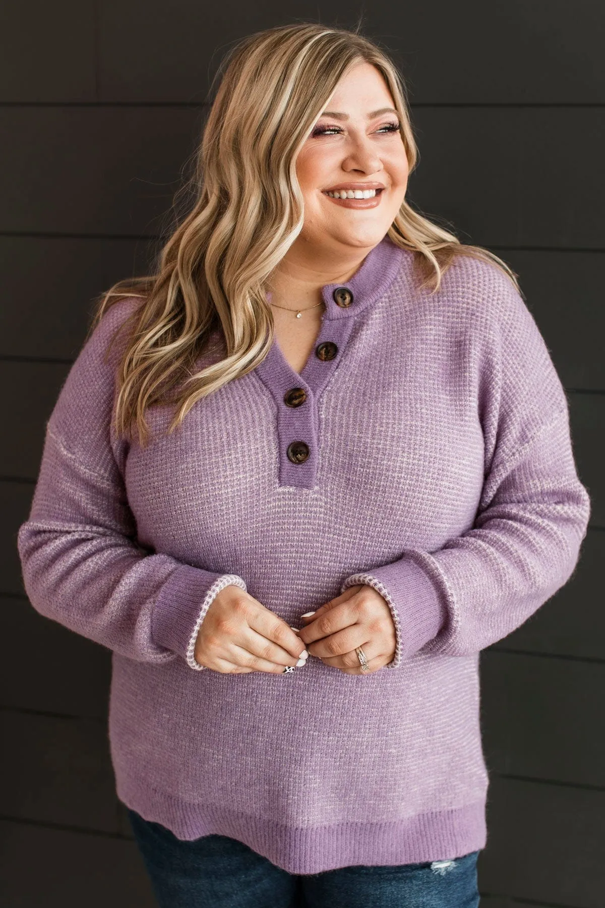 Perfectly Matched Knit Sweater- Dusty Plum