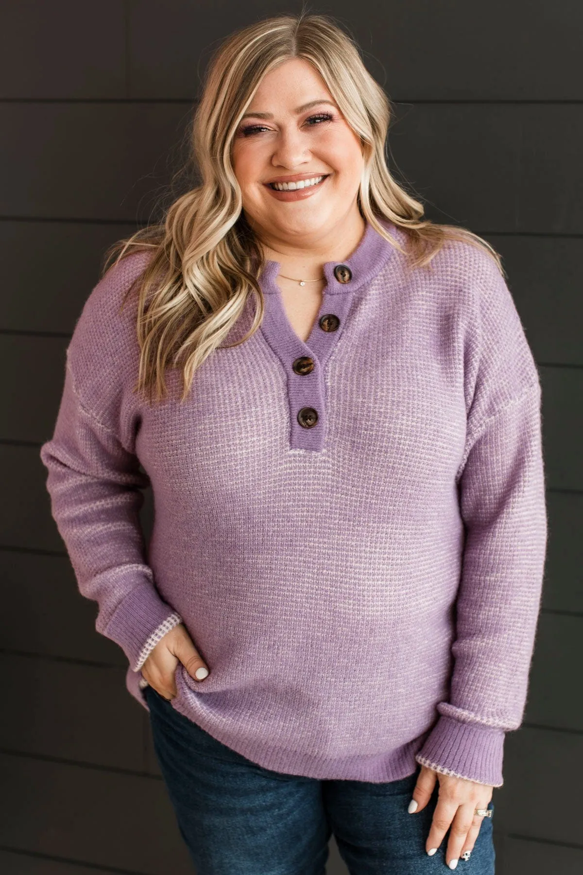 Perfectly Matched Knit Sweater- Dusty Plum