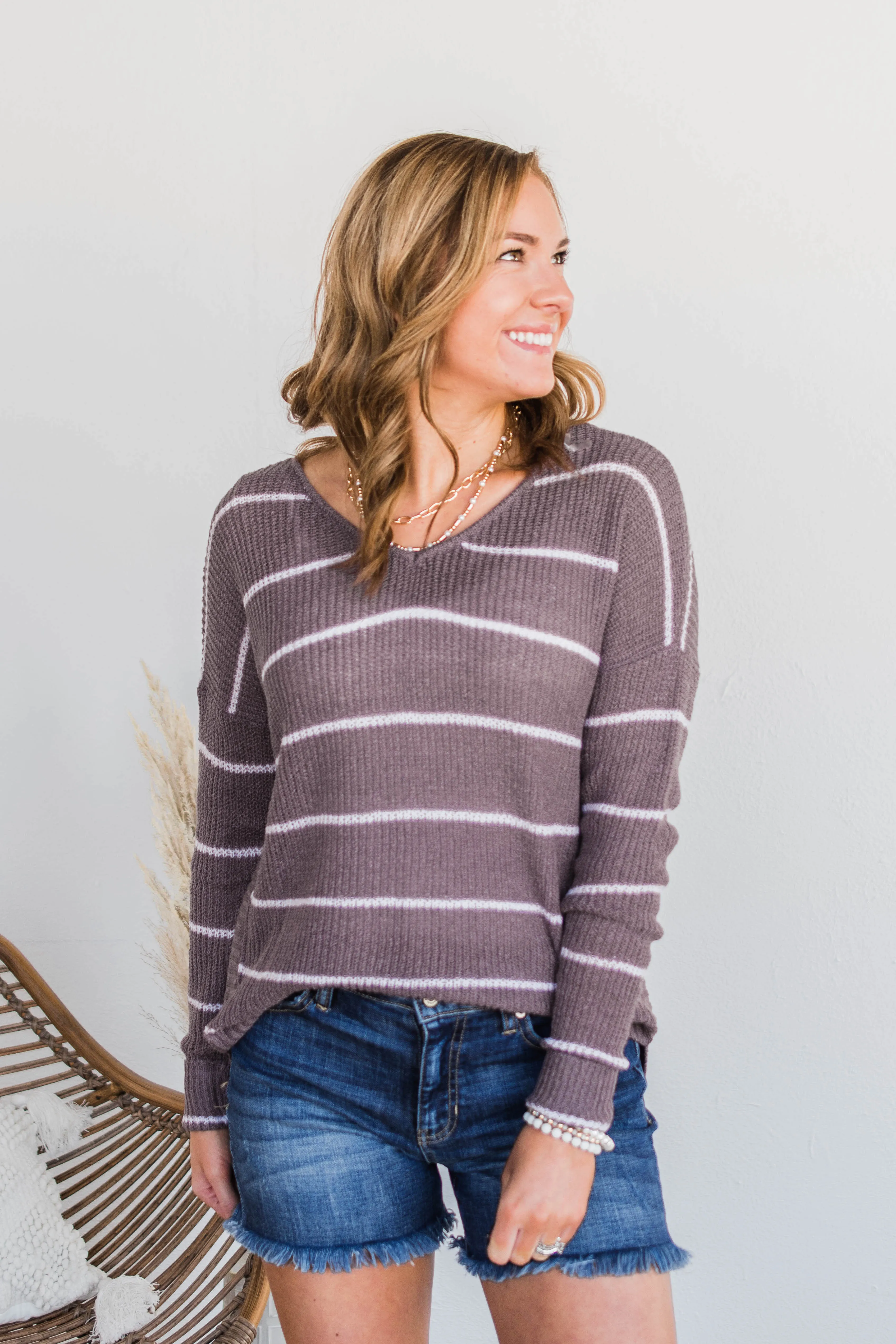 Pot Of Gold Striped Sweater- Lavender