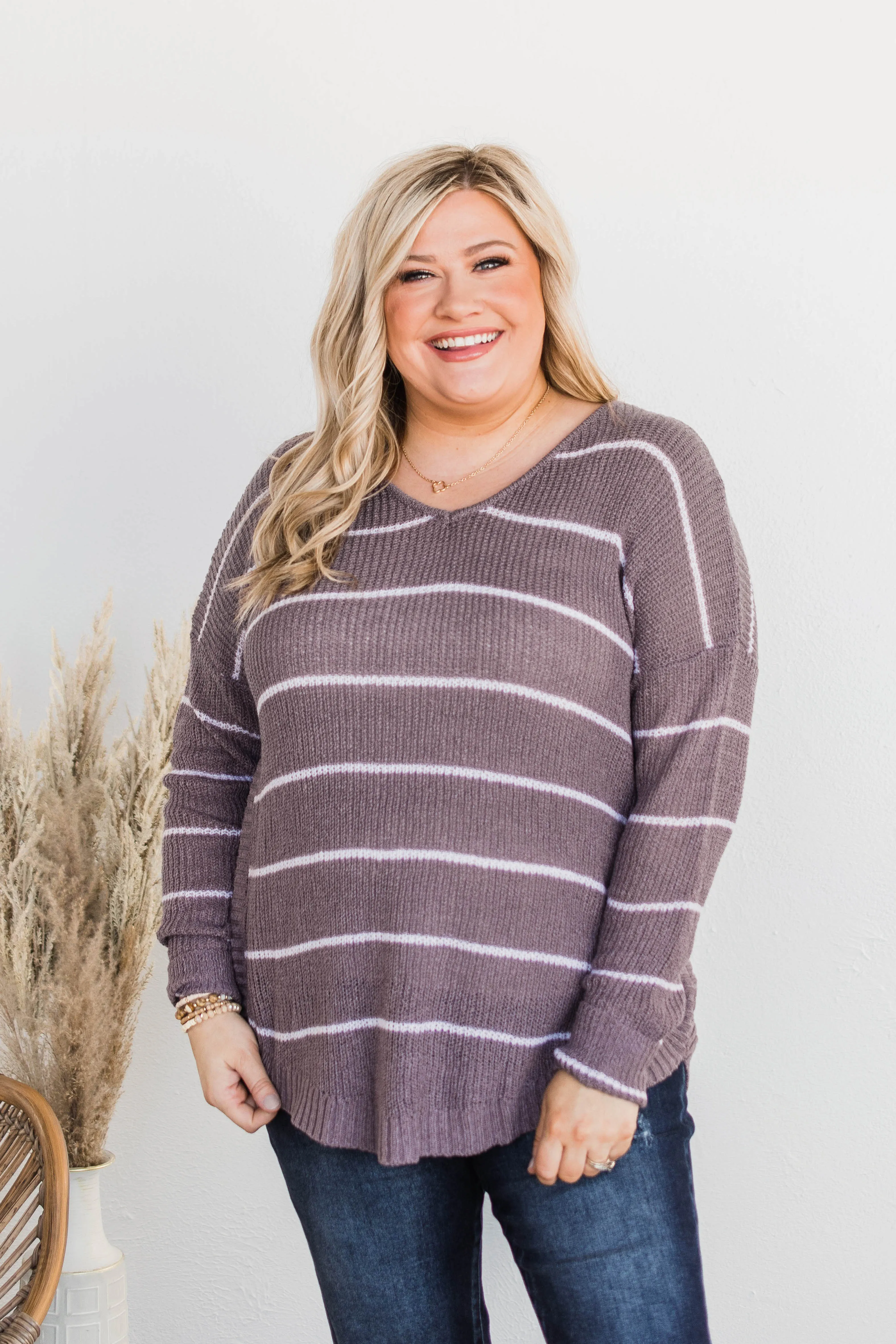 Pot Of Gold Striped Sweater- Lavender