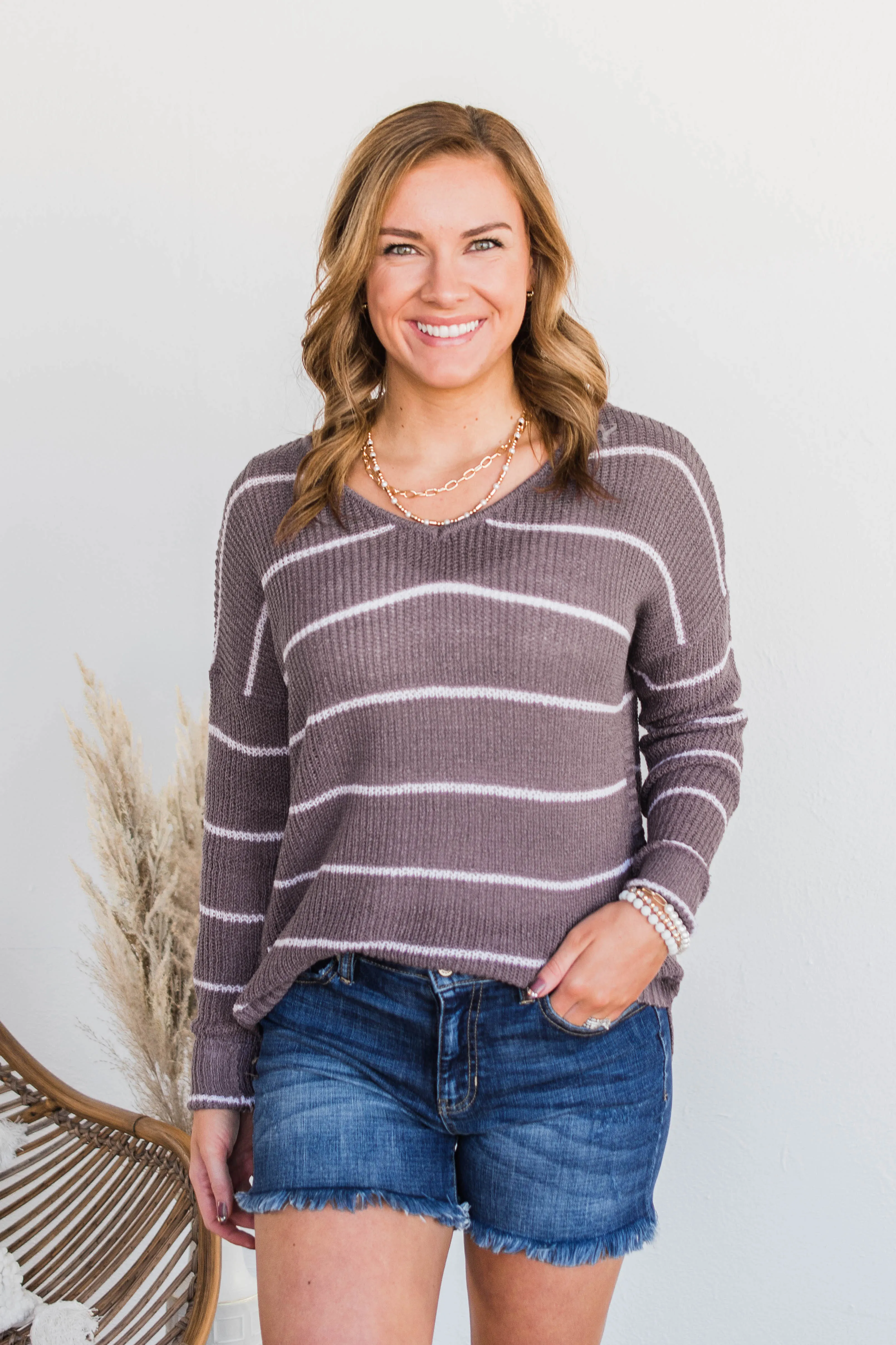 Pot Of Gold Striped Sweater- Lavender