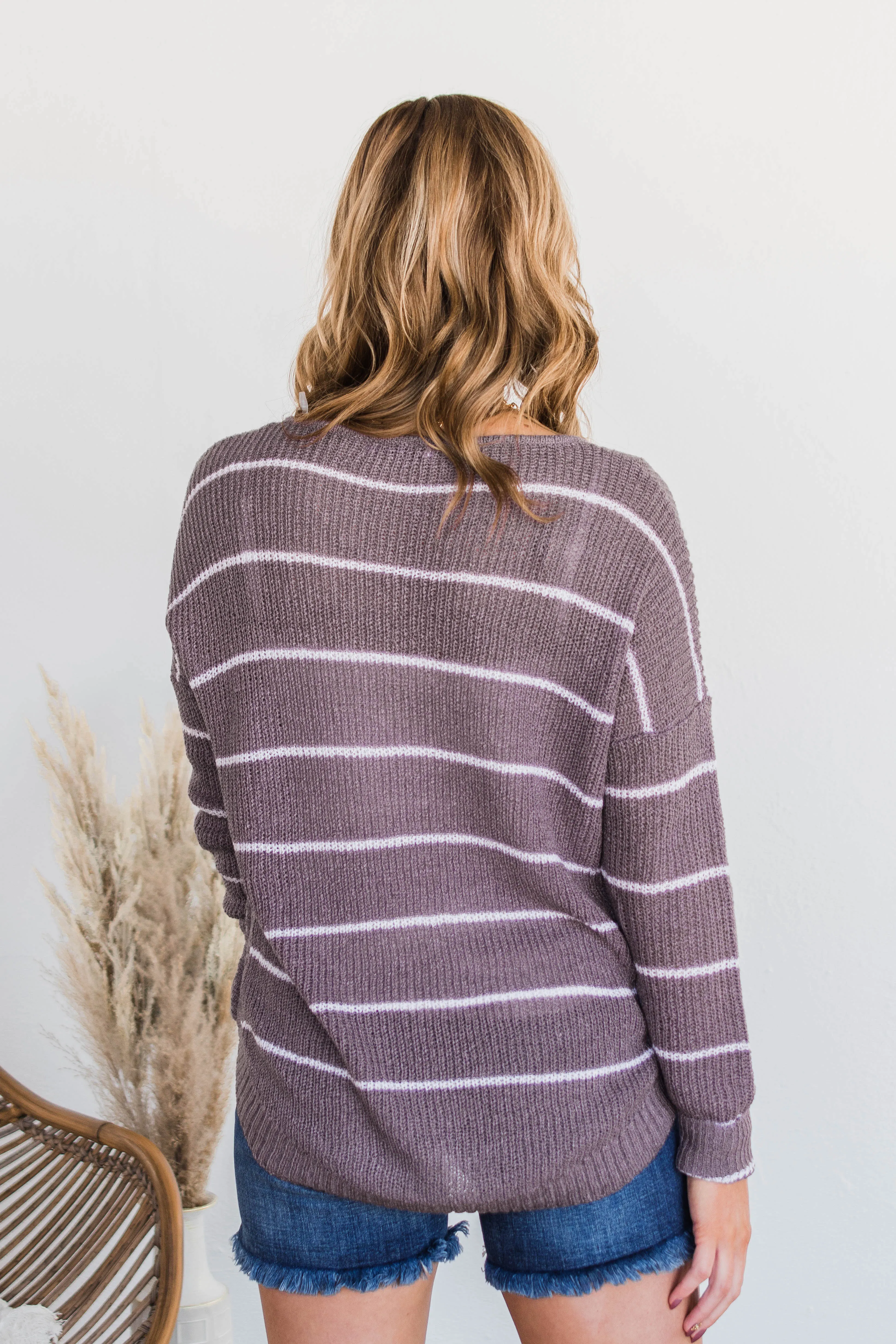 Pot Of Gold Striped Sweater- Lavender