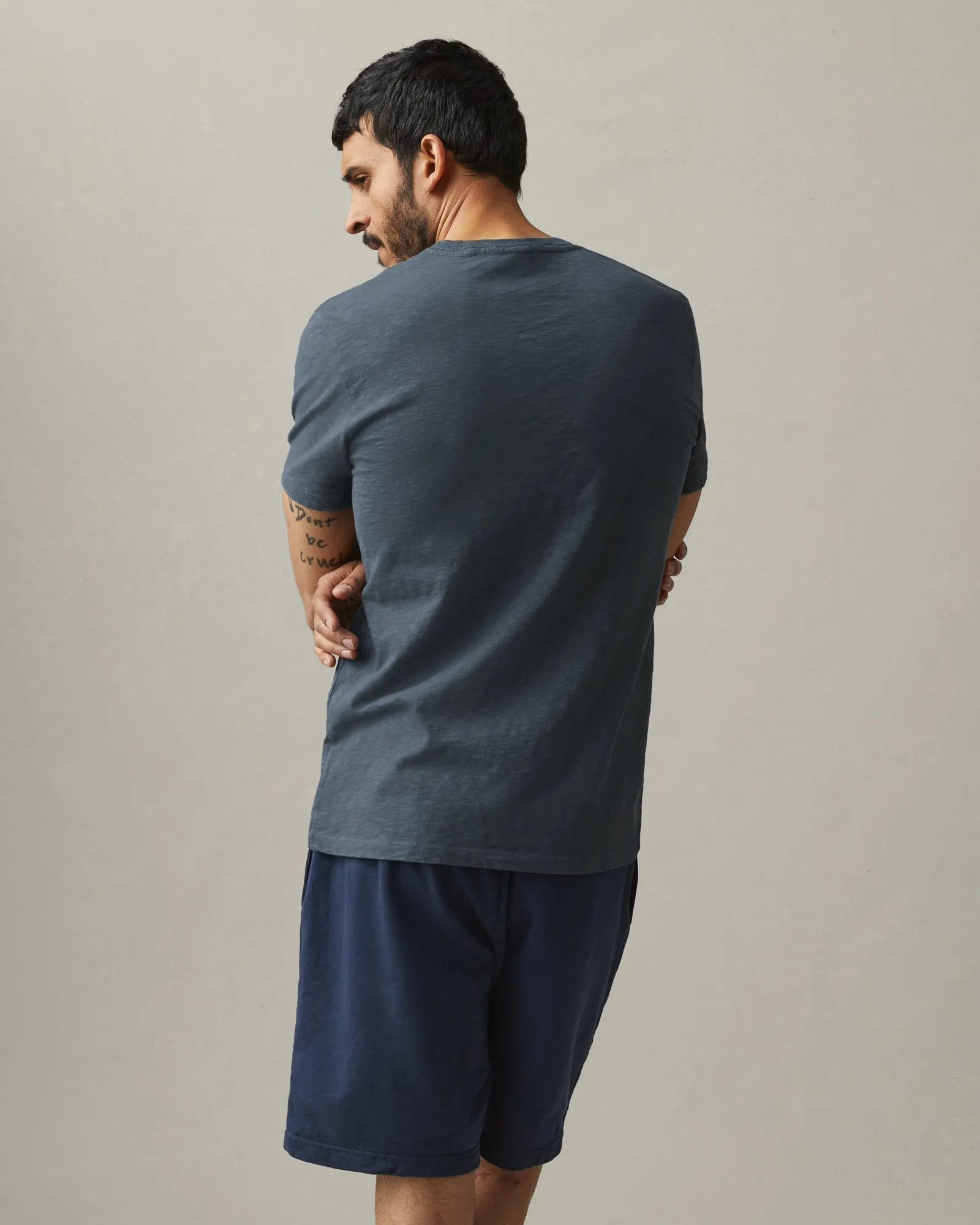 Premium Slub V-Neck Tee - Vintage Indigo