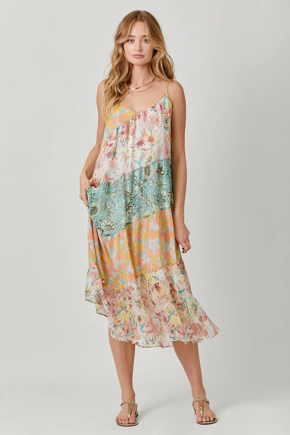 Print Mixed Maxi Dress