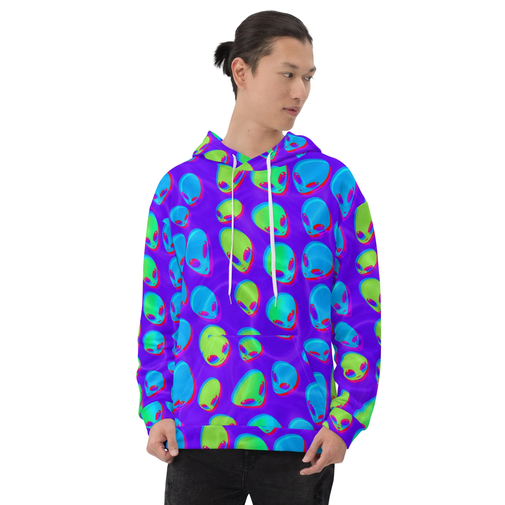 Purple Alien Vapor Glitch Pullover Hoodie