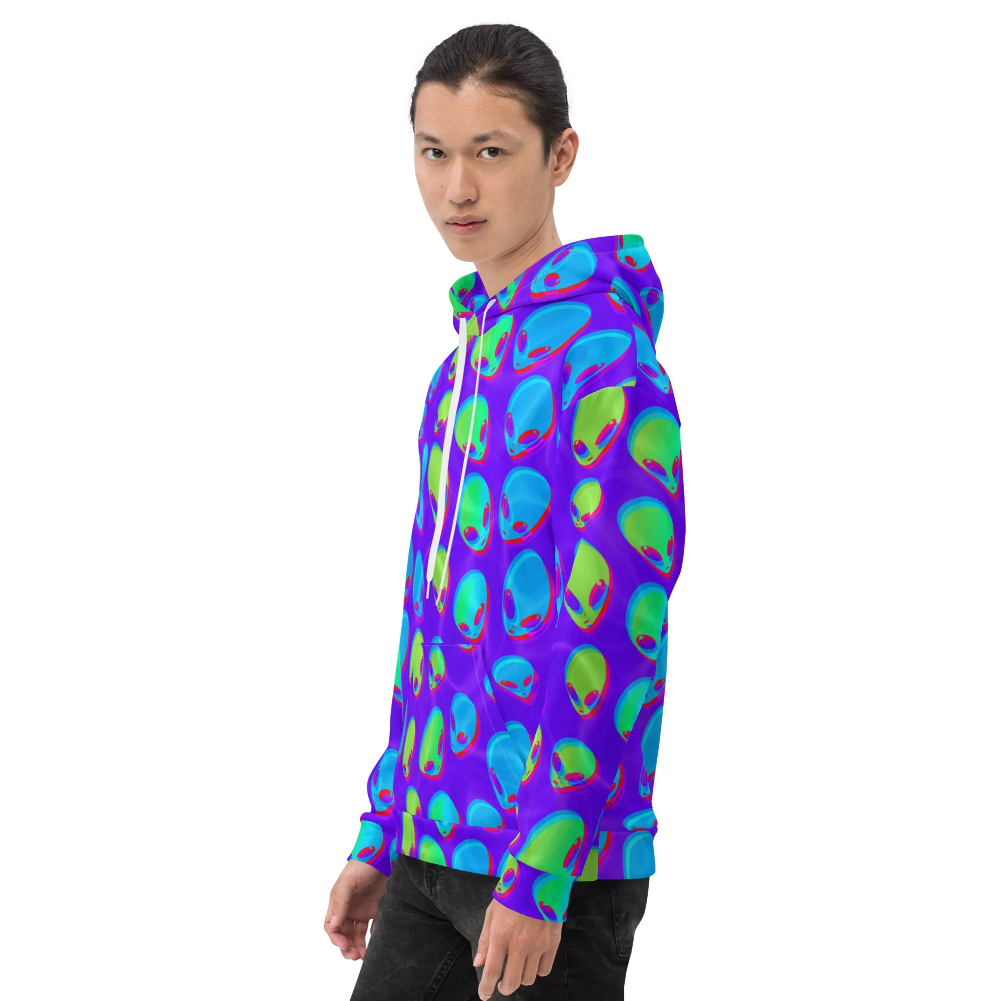 Purple Alien Vapor Glitch Pullover Hoodie