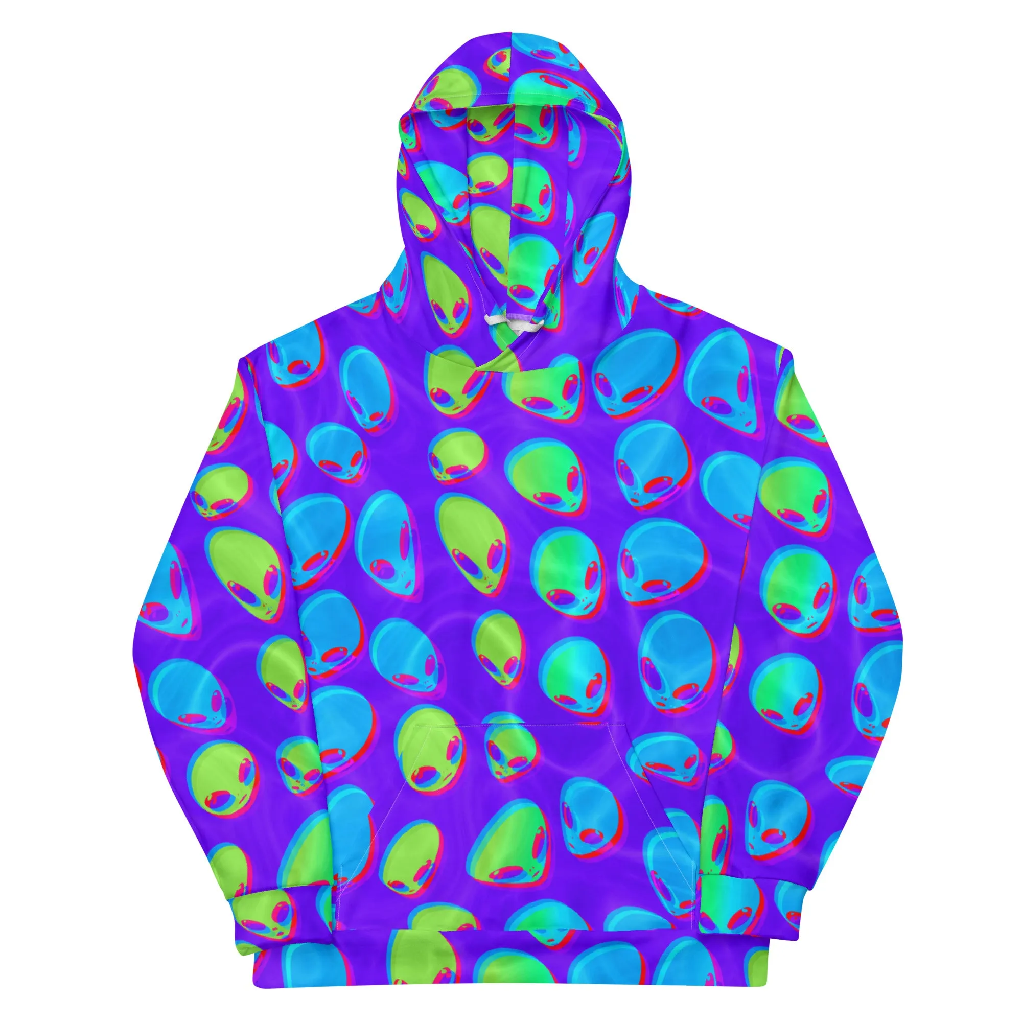 Purple Alien Vapor Glitch Pullover Hoodie