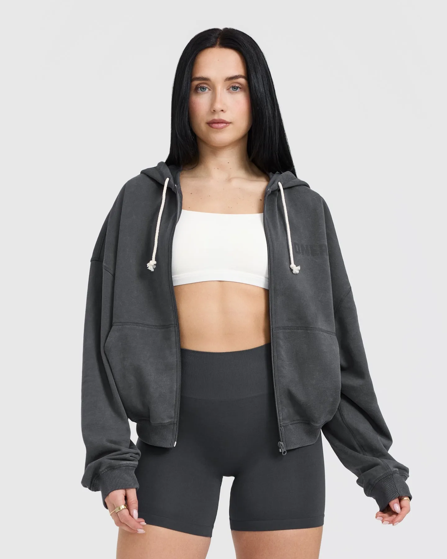 Raw Lounge Oversized Zip Hoodie | Coal