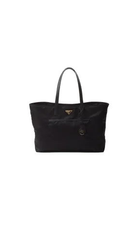 Re-Edition 1978 Re-Nylon And Saffiano Leather Tote Bag - Black