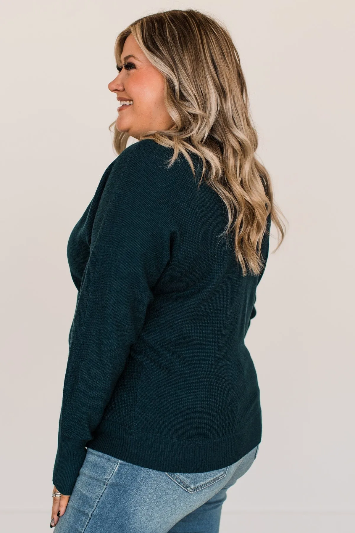 Revealing Devotion Knit Sweater- Dark Teal