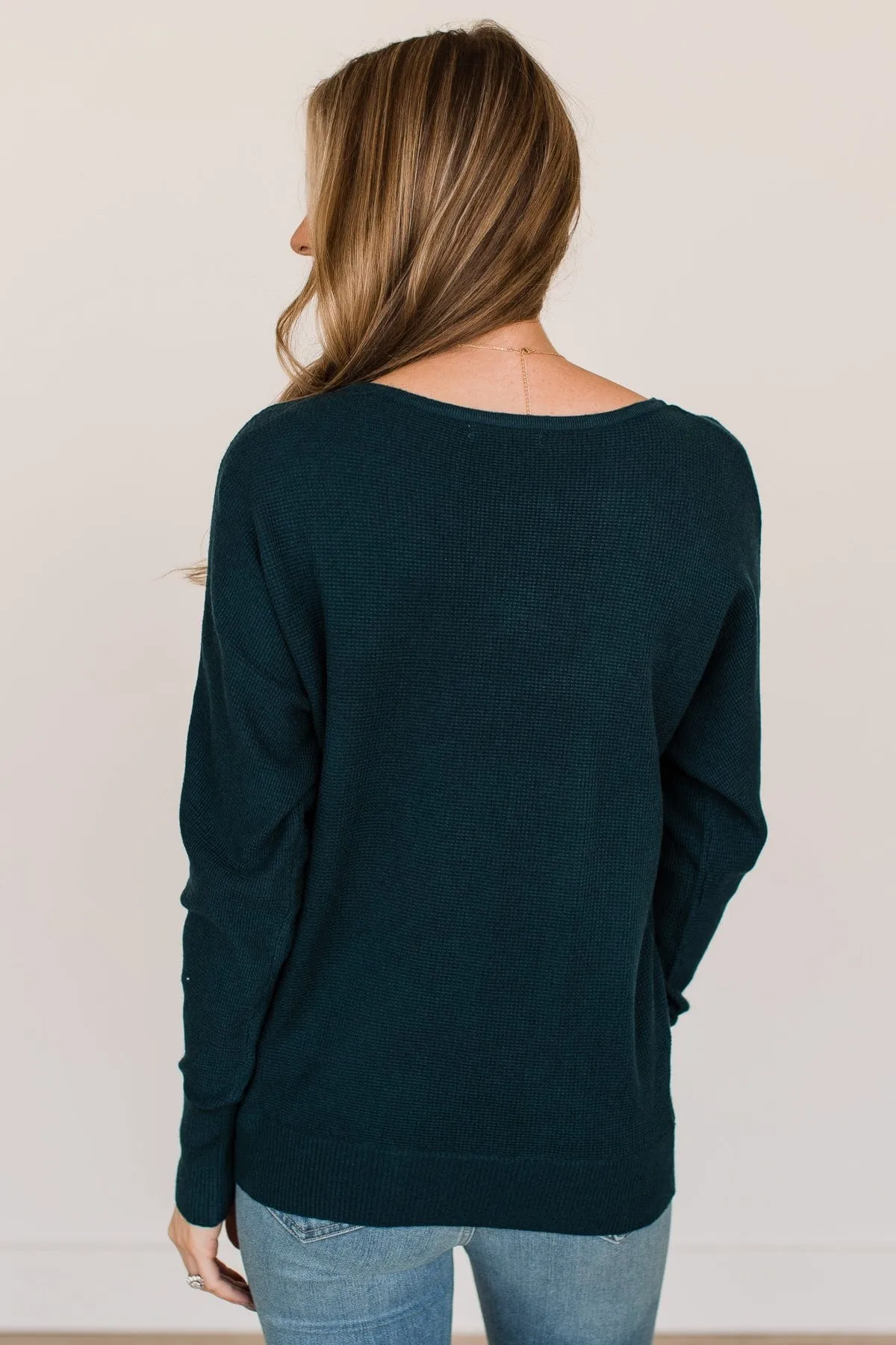 Revealing Devotion Knit Sweater- Dark Teal