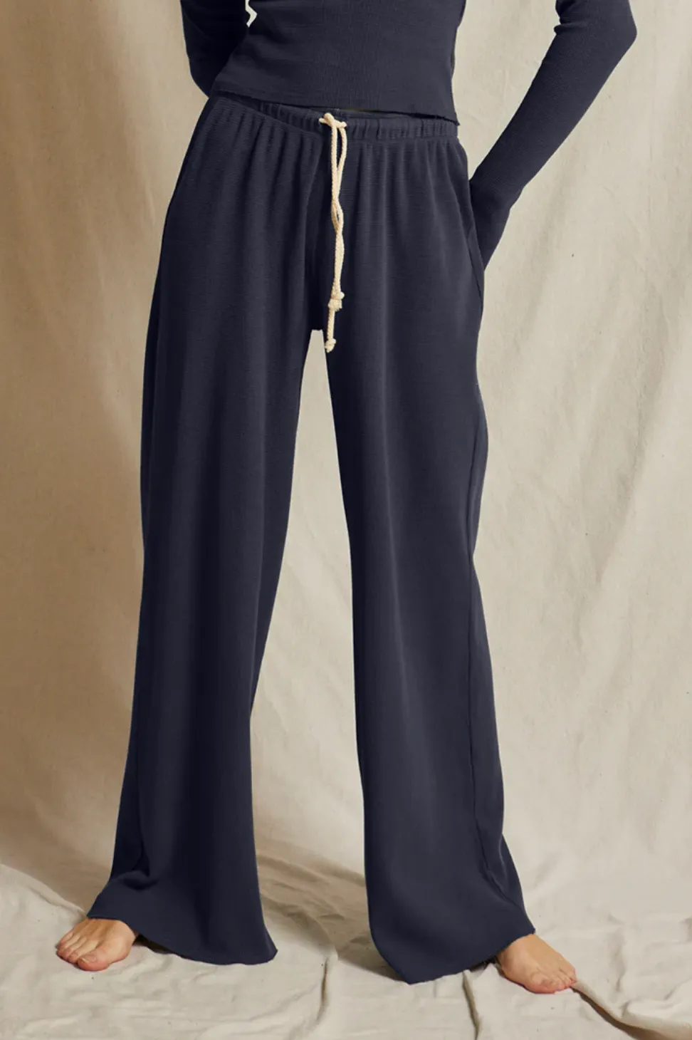 River Full Length Waffle Pant- Navy