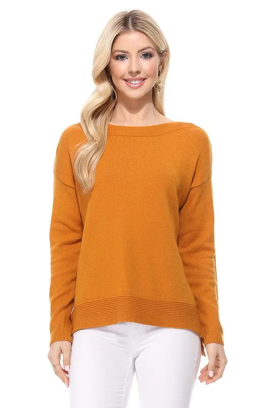 River Silky Boat Neck Sweater Top