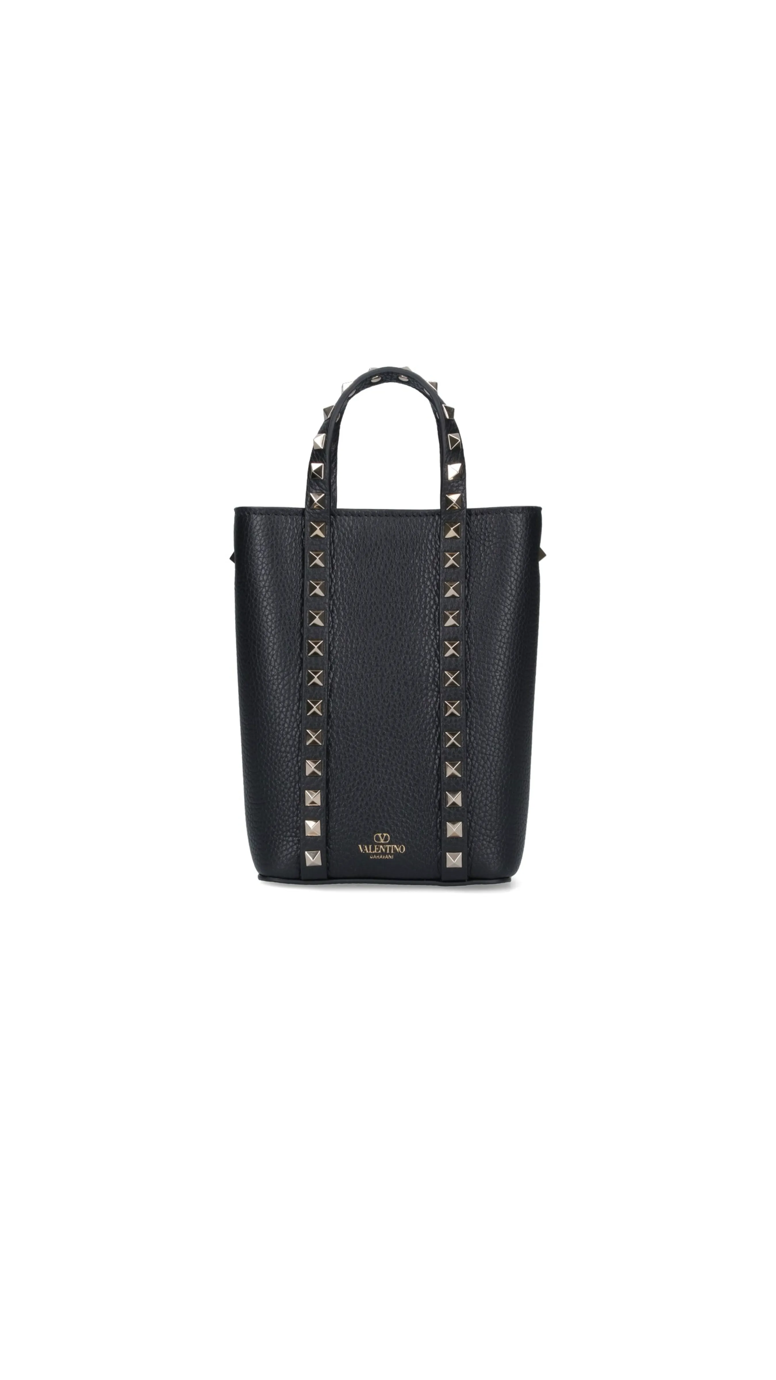 Rockstud Chain Mini Tote Bag - Black