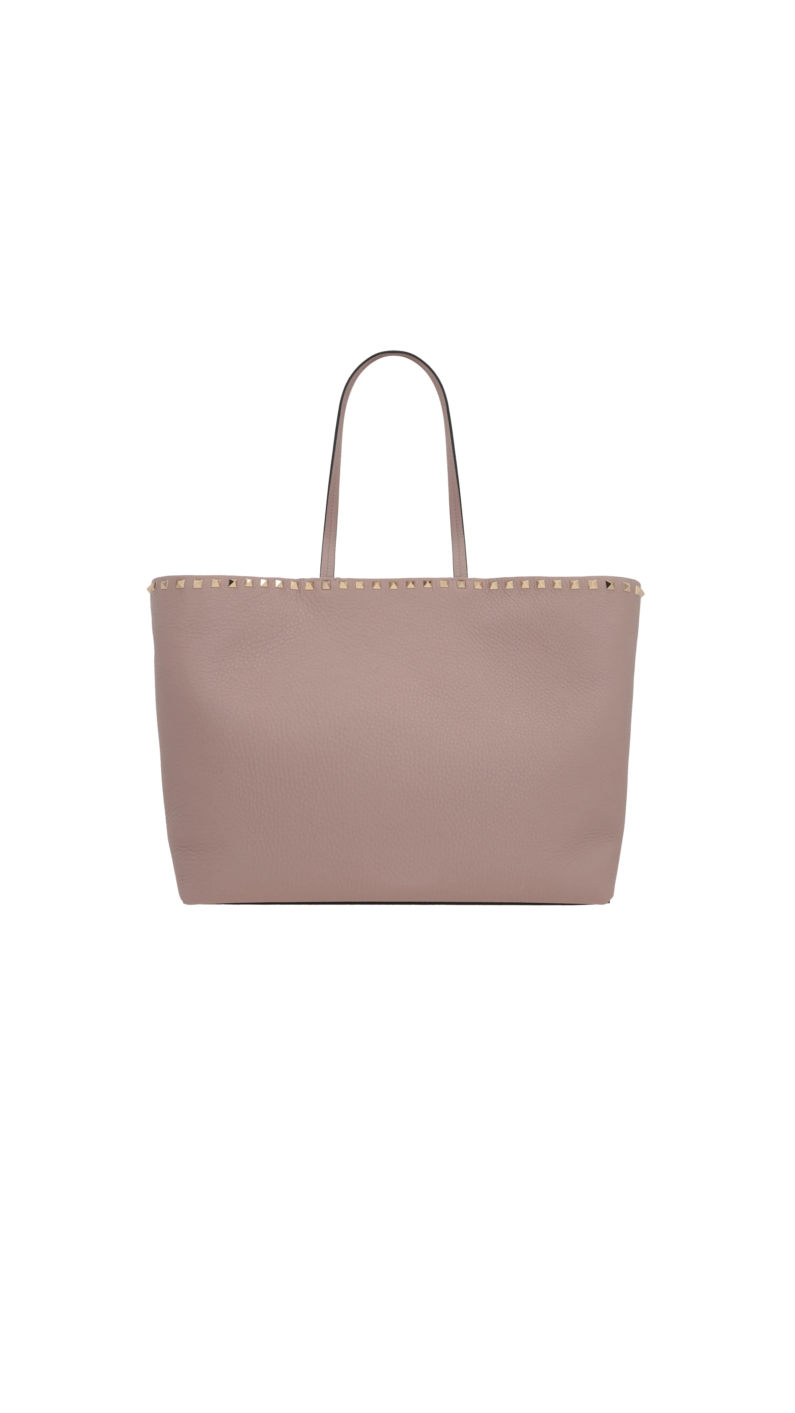 Rockstud Grainy Leather Tote Bag - Powder Pink