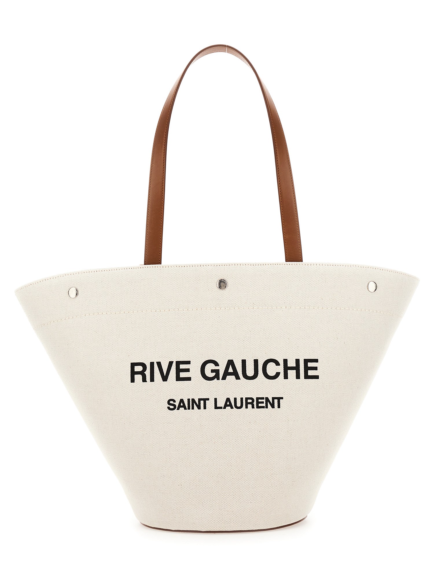 SAINT LAURENT    VINTAGE CANVAS AND LEATHER RIVE GAUCHE TOTE BAG