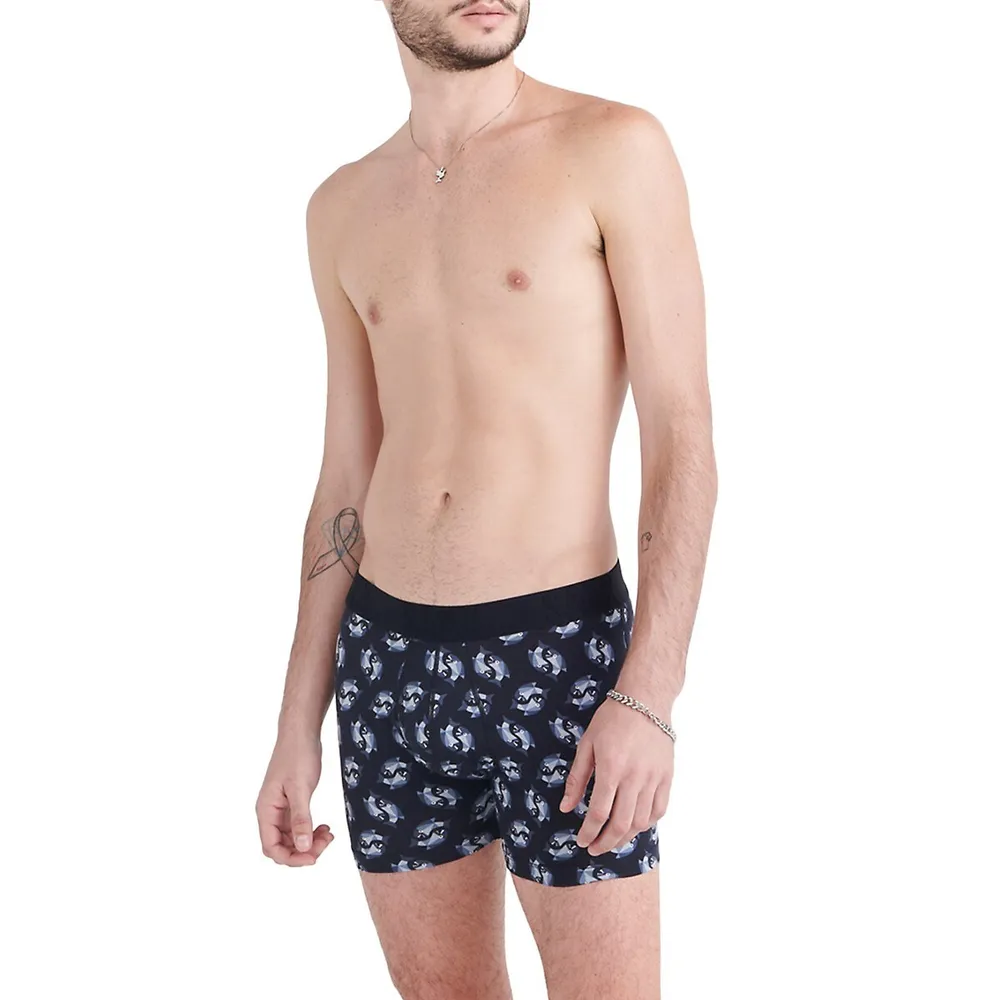 SAXX Underwear 2-Pack DropTemp Cooling Cotton Fish-Print Slim-Fit Boxer Briefs