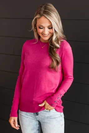 Second Glance Knit Sweater- Hot Pink