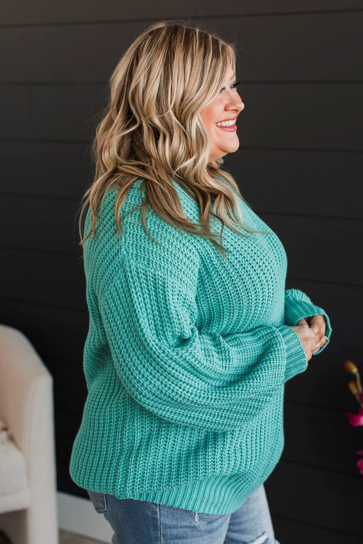 Sparkling Passion Knit Sweater- Dark Mint