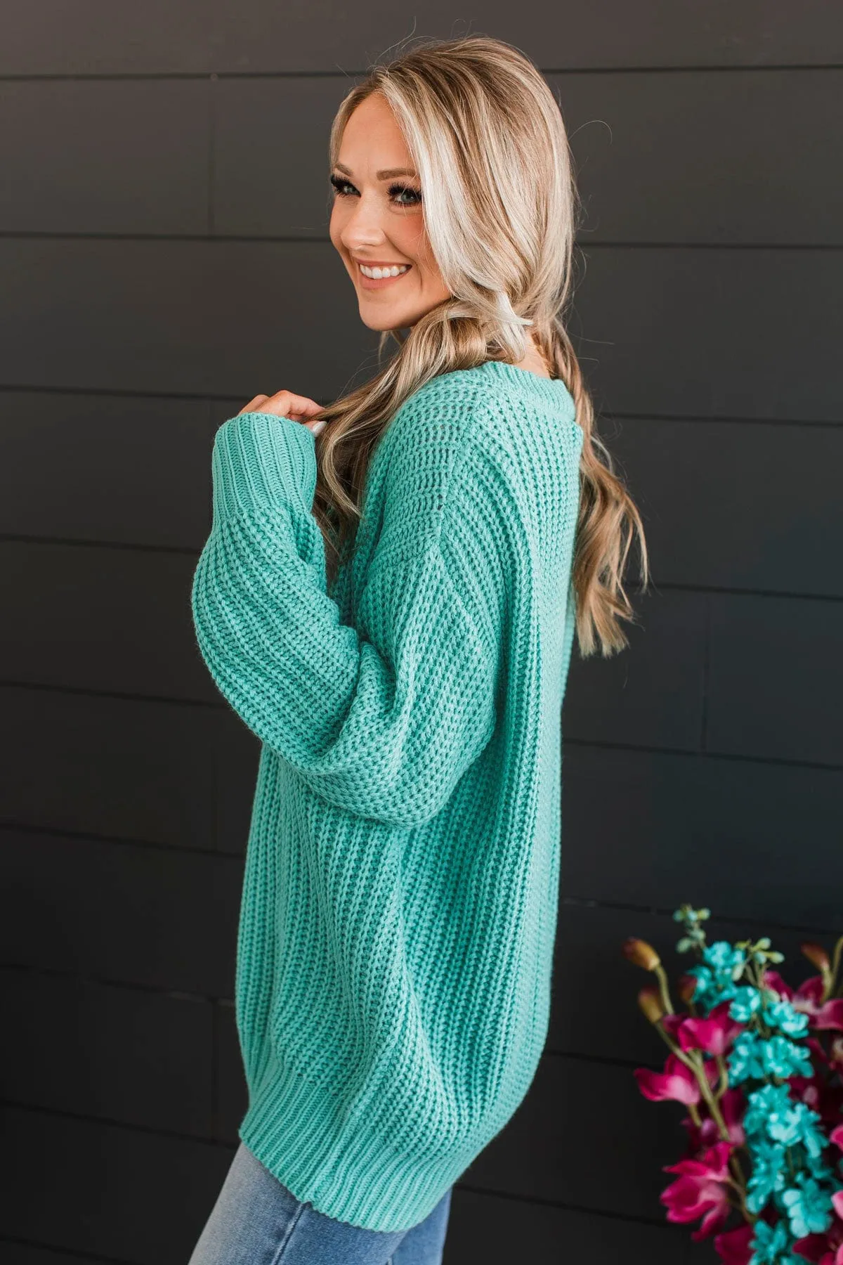 Sparkling Passion Knit Sweater- Dark Mint