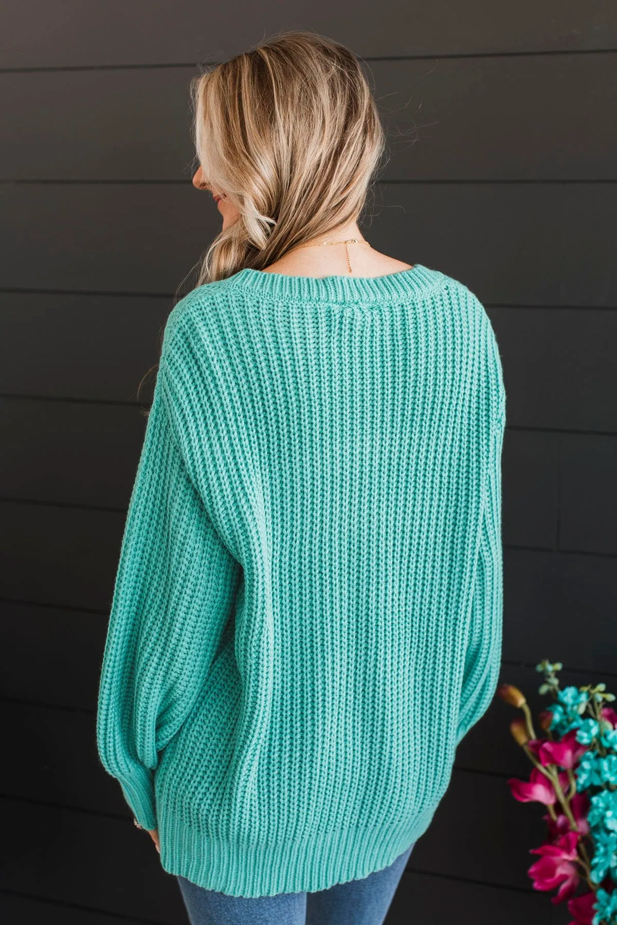 Sparkling Passion Knit Sweater- Dark Mint