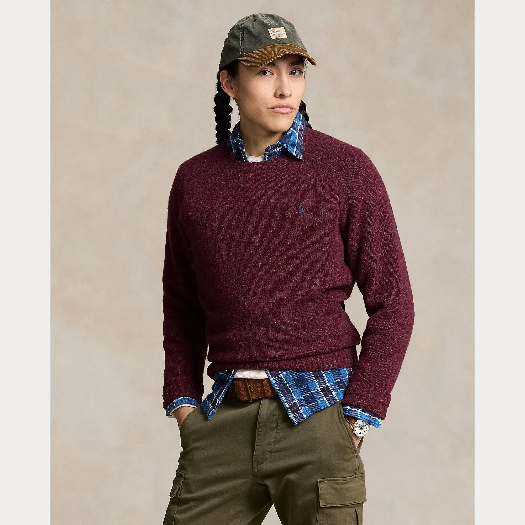 SPECKLED WOOL-BLEND CREWNECK SWEATER