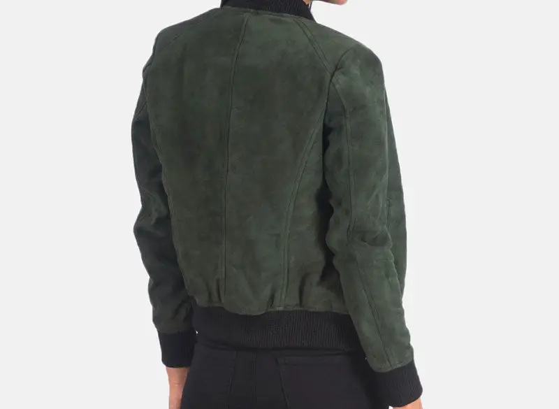 Suede Green Bomber Jacket