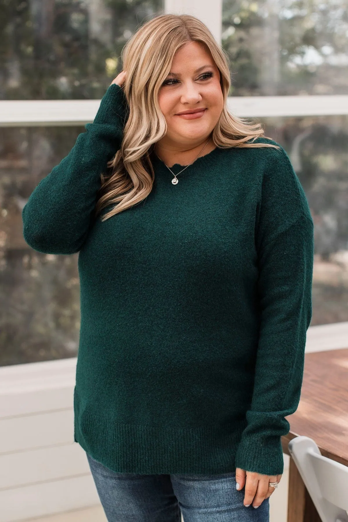 Sweet Harmony Knit Sweater- Forest Green