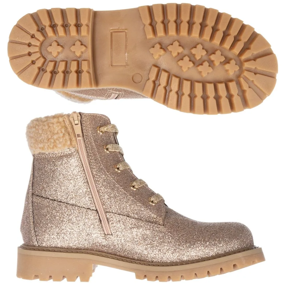 Teen Gold Glitter Boots