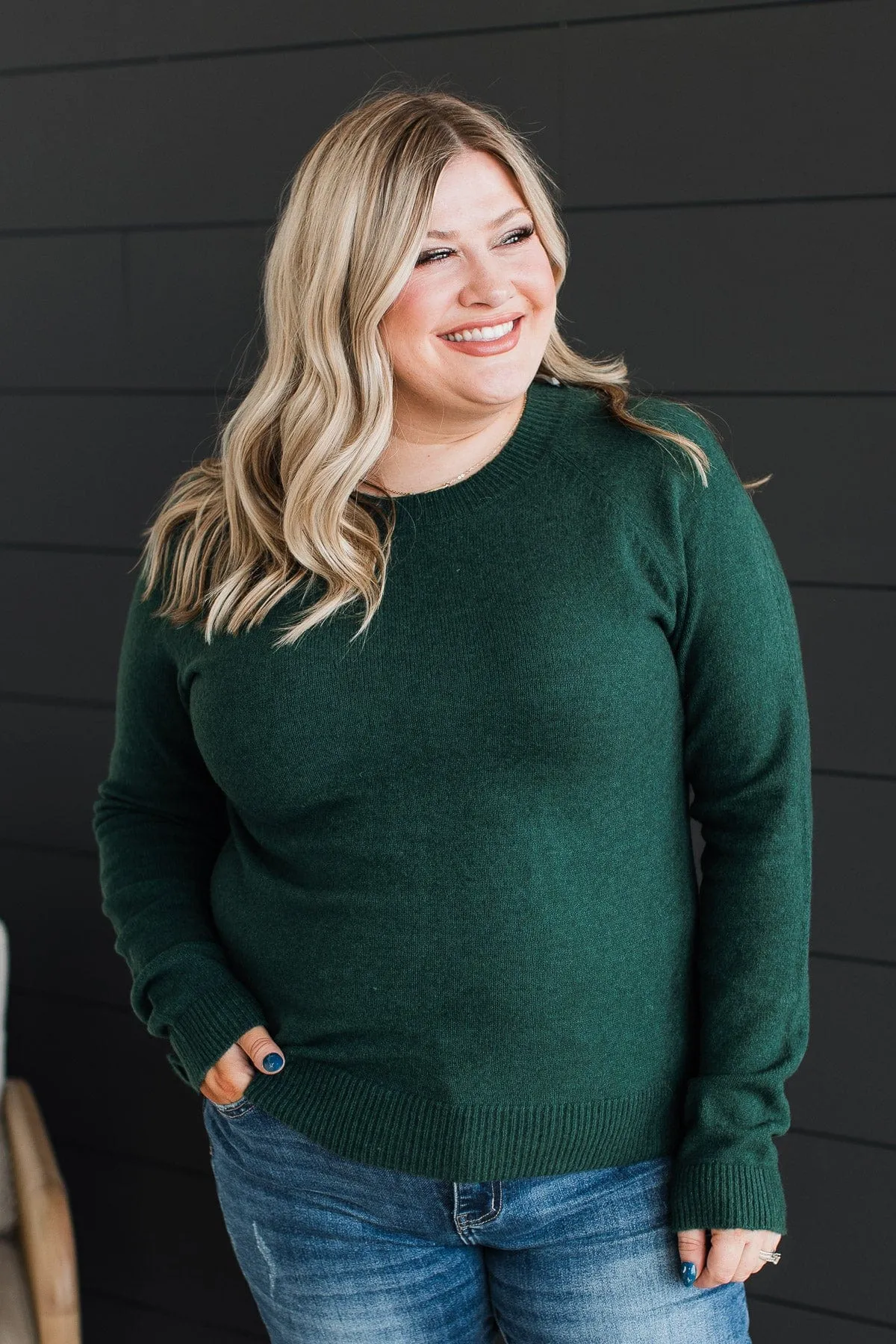 Tender Thoughts Knit Sweater- Forest Green