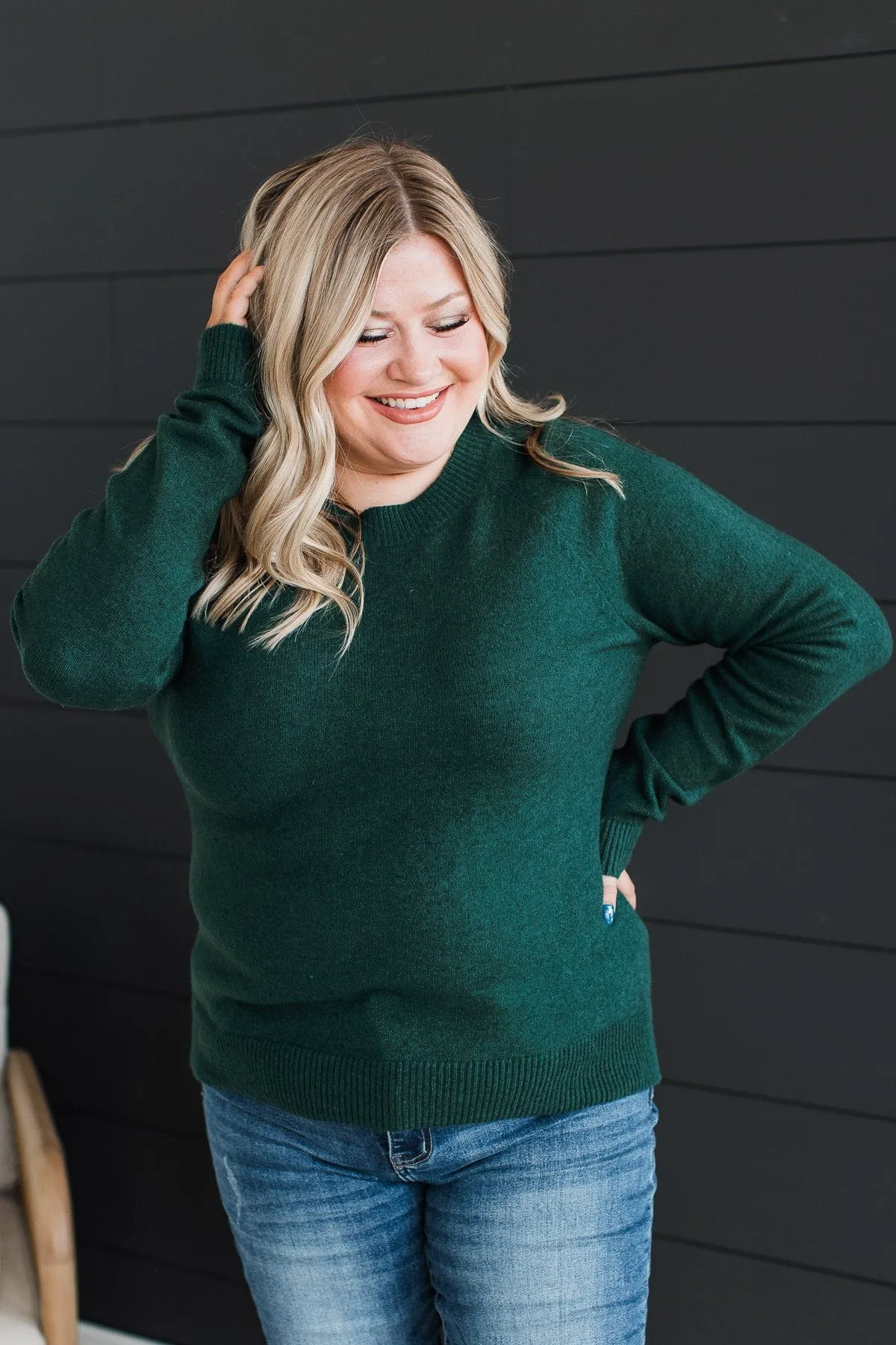 Tender Thoughts Knit Sweater- Forest Green