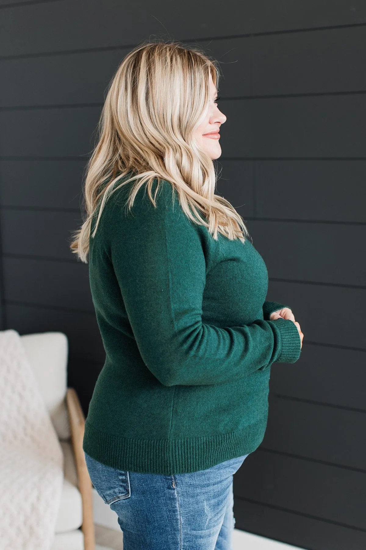 Tender Thoughts Knit Sweater- Forest Green